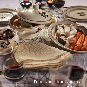 Fisk i lefsebrød. Foto: Norsk tradisjonsmat